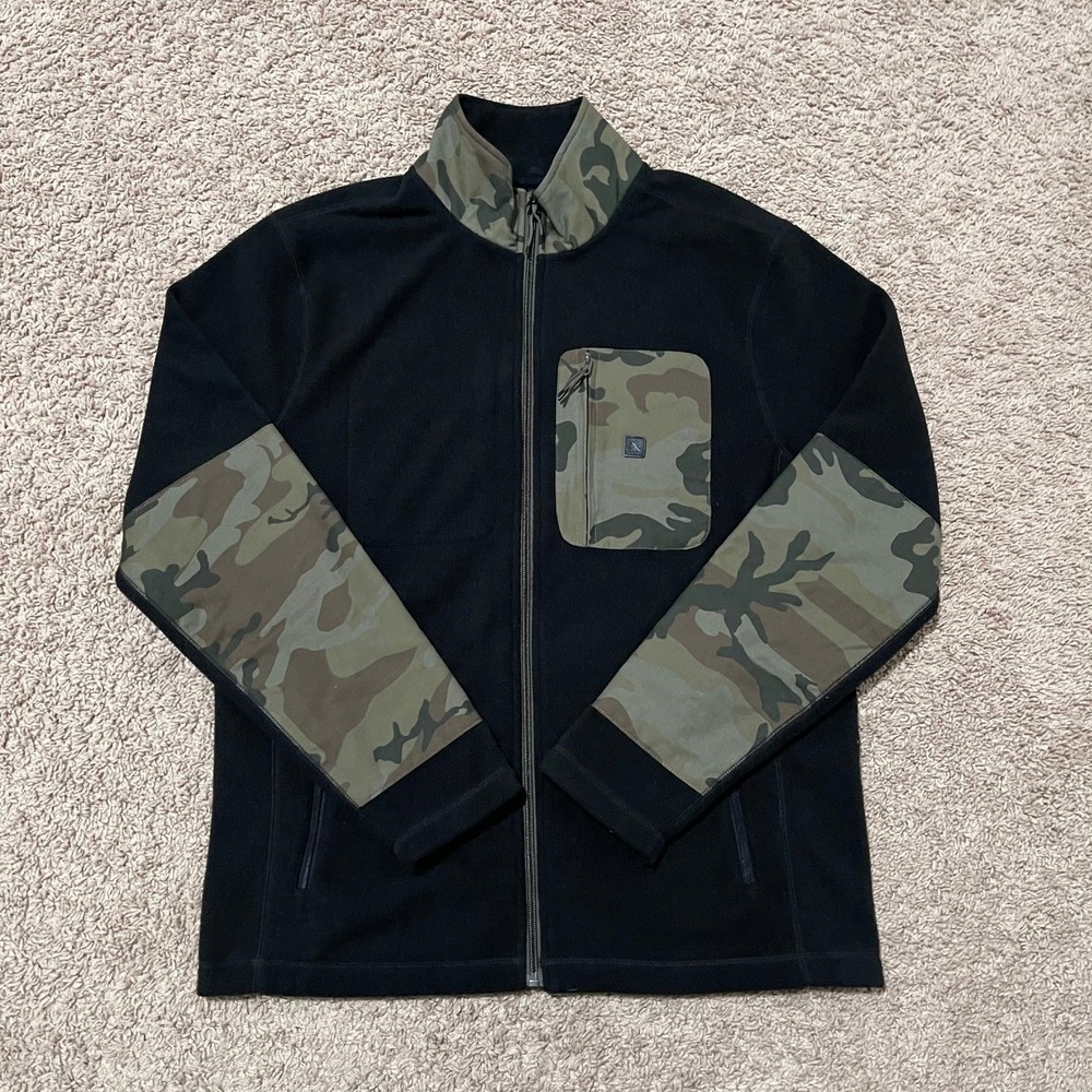 Roark Jacket Mens Medium Black Camo Landfall Fleece Full Zip Adventure Hiking